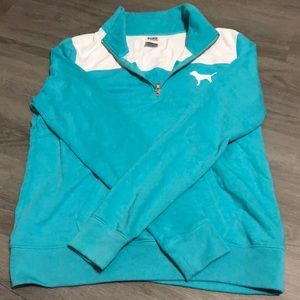 Victoria’s Secret PINK Light/ultimate quarter zip sweatshirt with logo on back